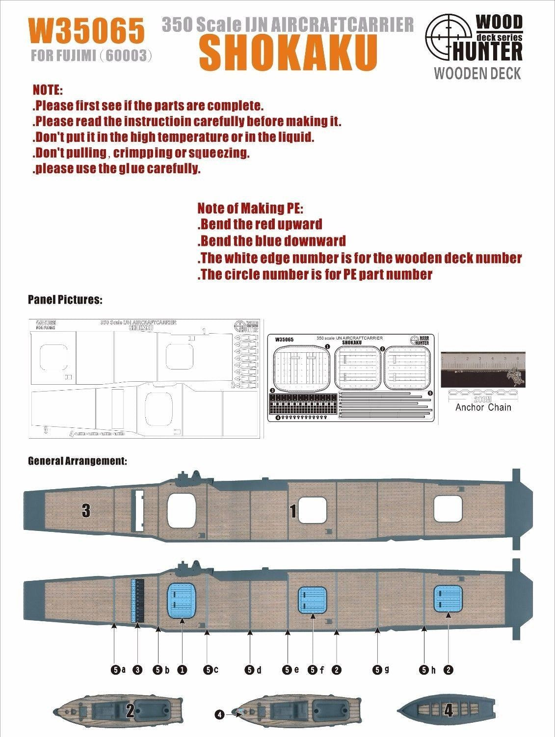 FlyHawk W35065 1/350 IJN AIRCRAFTCARRIER SHOKAKU£¨For FUJIMI 60003) Wooden Deck