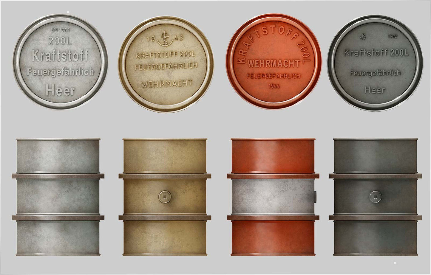 MiniArt 35597 1/3 German 200L Fuel Drum Set WWII